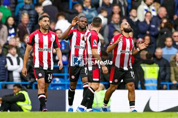 2023-10-29 - Bryan Mbeumo (19) of Brentford scores and celebrates 0-2 during the English championship Premier League football match between Chelsea and Brentford on 28 October 2023 at Stamford Bridge in London, England - FOOTBALL - ENGLISH CHAMP - CHELSEA V BRENTFORD - ENGLISH PREMIER LEAGUE - SOCCER