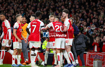 2023-11-11 - Oleksandr Zinchenko (35) of Arsenal scores a goal and celebrates 3-1 during the English championship Premier League football match between Arsenal and Burnley on 11 November 2023 at the Emirates Stadium in London, England - FOOTBALL - ENGLISH CHAMP - ARSENAL V BURNLEY - ENGLISH PREMIER LEAGUE - SOCCER