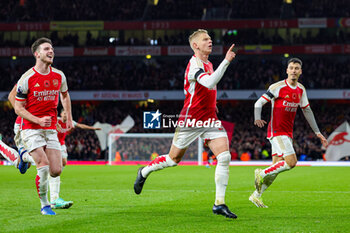 2023-11-11 - Oleksandr Zinchenko (35) of Arsenal scores a goal and celebrates 3-1 during the English championship Premier League football match between Arsenal and Burnley on 11 November 2023 at the Emirates Stadium in London, England - FOOTBALL - ENGLISH CHAMP - ARSENAL V BURNLEY - ENGLISH PREMIER LEAGUE - SOCCER