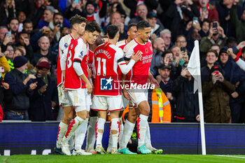 2023-11-11 - William Saliba (2) of Arsenal scores a goal and celebrates 2-1 during the English championship Premier League football match between Arsenal and Burnley on 11 November 2023 at the Emirates Stadium in London, England - FOOTBALL - ENGLISH CHAMP - ARSENAL V BURNLEY - ENGLISH PREMIER LEAGUE - SOCCER