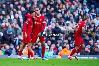 2023-11-25 - Liverpool defender Trent Alexander-Arnold (66) scores a goal and celebrates to make the score 1-1, Virgil van Dijk during the English championship Premier League football match between Manchester City and Liverpool on 25 November 2023 at the Etihad Stadium in Manchester, England - FOOTBALL - ENGLISH CHAMP - MANCHESTER CITY V LIVERPOOL - ENGLISH PREMIER LEAGUE - SOCCER