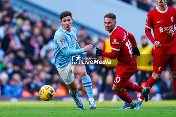 2023-11-25 - Manchester City forward Julian Alvarez (19) and Liverpool midfielder Alexis Mac Allister (10) during the English championship Premier League football match between Manchester City and Liverpool on 25 November 2023 at the Etihad Stadium in Manchester, England - FOOTBALL - ENGLISH CHAMP - MANCHESTER CITY V LIVERPOOL - ENGLISH PREMIER LEAGUE - SOCCER