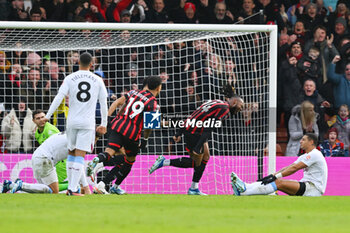 2023-12-03 - Antoine Semenyo (24) of AFC Bournemouth celebrates his goal 1-0 during the English championship Premier League football match between Bournemouth and Aston Villa on 3 December 2023 at the Vitality Stadium in Bournemouth, England - FOOTBALL - ENGLISH CHAMP - BOURNEMOUTH V ASTON VILLA - ENGLISH PREMIER LEAGUE - SOCCER