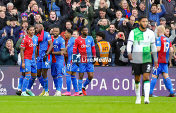2023-12-09 - Jean-Philippe Mateta (14) of Crystal Palace scores from the penalty spot and celebrates 1-0 during the English championship Premier League football match between Crystal Palace and Liverpool on 9 December 2023 at Selhurst Park in London, England - FOOTBALL - ENGLISH CHAMP - CRYSTAL PALACE V LIVERPOOL - ENGLISH PREMIER LEAGUE - SOCCER