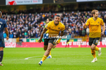 2023-12-24 - Wolverhampton Wanderers midfielder Mario Lemina (5) scores a goal and celebrates to make the score 1-0 during the English championship Premier League football match between Wolverhampton Wanderers and Chelsea on 24 December 2023 at Molineux stadium in Wolverhampton, England - FOOTBALL - ENGLISH CHAMP - WOLVERHAMPTON V CHELSEA - ENGLISH PREMIER LEAGUE - SOCCER