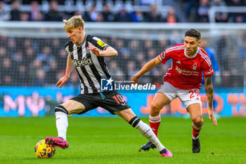 2023-12-26 - Anthony Gordon of Newcastle and Gonzalo Montiel of Nottingham Forest during the English championship Premier League football match between Newcastle United and Nottingham Forest on 26 December 2023 at St. James' Park in Newcastle, England - FOOTBALL - ENGLISH CHAMP - NEWCASTLE V NOTTINGHAM FOREST - ENGLISH PREMIER LEAGUE - SOCCER