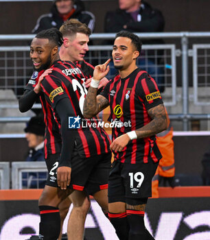 2023-12-26 - Justin Kluivert (19) of AFC Bournemouth celebrates scoring the opening goal 1-0 during the English championship Premier League football match between Bournemouth and Fulham on 26 December 2023 at the Vitality Stadium in Bournemouth, England - FOOTBALL - ENGLISH CHAMP - BOURNEMOUTH V FULHAM - ENGLISH PREMIER LEAGUE - SOCCER