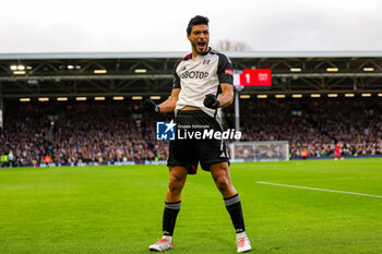2023-12-31 - Raul Jimenez (7) of Fulham scores a goal and celebrates 1-1 during the English championship Premier League football match between Fulham and Arsenal on 31 December 2023 at Craven Cottage in London, England - FOOTBALL - ENGLISH CHAMP - FULHAM V ARSENAL - ENGLISH PREMIER LEAGUE - SOCCER