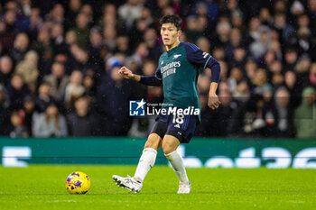 2023-12-31 - Takehiro Tomiyasu (18) of Arsenal during the English championship Premier League football match between Fulham and Arsenal on 31 December 2023 at Craven Cottage in London, England - FOOTBALL - ENGLISH CHAMP - FULHAM V ARSENAL - ENGLISH PREMIER LEAGUE - SOCCER
