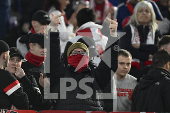 2023-02-23 - Supporters of FC Salzburg during the UEFA Europa League play-off second leg between A.S. Roma vs FC Salzburg on February 23, 2023 at the Stadio Olimpico in Rome, Italy. - AS ROMA VS RB SALZBURG - UEFA EUROPA LEAGUE - SOCCER