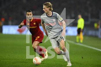 2023-02-23 - Maurits Kjærgaard of FC Salzburg during the UEFA Europa League play-off second leg between A.S. Roma vs FC Salzburg on February 23, 2023 at the Stadio Olimpico in Rome, Italy. - AS ROMA VS RB SALZBURG - UEFA EUROPA LEAGUE - SOCCER