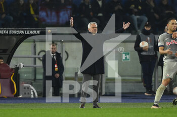 2023-02-23 - José Mourinho of A.S. Roma uring the UEFA Europa League play-off second leg between A.S. Roma vs FC Salzburg on February 23, 2023 at the Stadio Olimpico in Rome, Italy. - AS ROMA VS RB SALZBURG - UEFA EUROPA LEAGUE - SOCCER
