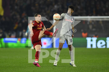 2023-02-23 - Andrea Belotti of A.S. Roma and Bernardo of FC Salzburg during the UEFA Europa League play-off second leg between A.S. Roma vs FC Salzburg on February 23, 2023 at the Stadio Olimpico in Rome, Italy. - AS ROMA VS RB SALZBURG - UEFA EUROPA LEAGUE - SOCCER