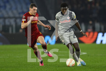 2023-02-23 - Lucas Gourna-Douath of FC Salzburg and Andrea Belotti of A.S. Roma during the UEFA Europa League play-off second leg between A.S. Roma vs FC Salzburg on February 23, 2023 at the Stadio Olimpico in Rome, Italy. - AS ROMA VS RB SALZBURG - UEFA EUROPA LEAGUE - SOCCER