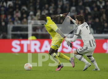 2023-02-16 - Moussa Sissoko of Fc Nantes and Manuel Locatelli of Juventus during the Uefa Europa League, football match between Juventus Fc and Fc Nantes on 16 February 2023 at Allianz Stadium, Turin, Italy. Photo Ndrerim Kaceli - JUVENTUS FC VS FC NANTES - UEFA EUROPA LEAGUE - SOCCER