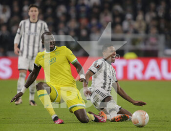 2023-02-16 - Moussa Sissoko of Fc Nantes and Alex Sandro of Juventus during the Uefa Europa League, football match between Juventus Fc and Fc Nantes on 16 February 2023 at Allianz Stadium, Turin, Italy. Photo Ndrerim Kaceli - JUVENTUS FC VS FC NANTES - UEFA EUROPA LEAGUE - SOCCER