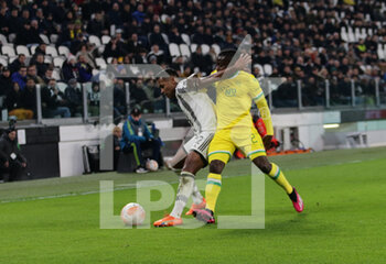 2023-02-16 - Moses Simon of Fc Nantes and Alex Sandro of Juventus during the Uefa Europa League, football match between Juventus Fc and Fc Nantes on 16 February 2023 at Allianz Stadium, Turin, Italy. Photo Ndrerim Kaceli - JUVENTUS FC VS FC NANTES - UEFA EUROPA LEAGUE - SOCCER