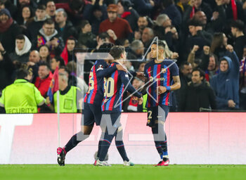 2023-02-16 - Barcelona midfielder Raphinha (22) celebrates his goal 2-2 during the UEFA Europa League, Play-off, 1st leg football match between FC Barcelona and Manchester United on February 16, 2023 at Camp Nou stadium in Barcelona, Spain - FOOTBALL - EUROPA LEAGUE - FC BARCELONA V MANCHESTER UNITED - UEFA EUROPA LEAGUE - SOCCER