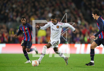 2023-02-16 - Manchester United forward Marcus Rashford during the UEFA Europa League, Play-off, 1st leg football match between FC Barcelona and Manchester United on February 16, 2023 at Camp Nou stadium in Barcelona, Spain - FOOTBALL - EUROPA LEAGUE - FC BARCELONA V MANCHESTER UNITED - UEFA EUROPA LEAGUE - SOCCER