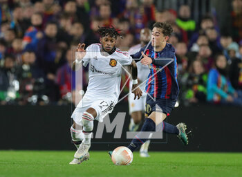 2023-02-16 - Manchester United midfielder Fred (17) Gavi of Barcelona during the UEFA Europa League, Play-off, 1st leg football match between FC Barcelona and Manchester United on February 16, 2023 at Camp Nou stadium in Barcelona, Spain - FOOTBALL - EUROPA LEAGUE - FC BARCELONA V MANCHESTER UNITED - UEFA EUROPA LEAGUE - SOCCER