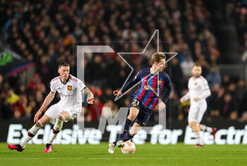 2023-02-16 - Barcelona midfielder Frenkie de Jong during the UEFA Europa League, Play-off, 1st leg football match between FC Barcelona and Manchester United on February 16, 2023 at Camp Nou stadium in Barcelona, Spain - FOOTBALL - EUROPA LEAGUE - FC BARCELONA V MANCHESTER UNITED - UEFA EUROPA LEAGUE - SOCCER
