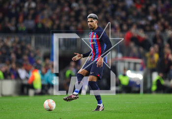 2023-02-16 - Barcelona defender Ronald Araujo during the UEFA Europa League, Play-off, 1st leg football match between FC Barcelona and Manchester United on February 16, 2023 at Camp Nou stadium in Barcelona, Spain - FOOTBALL - EUROPA LEAGUE - FC BARCELONA V MANCHESTER UNITED - UEFA EUROPA LEAGUE - SOCCER