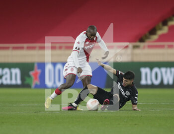 2023-02-23 - Exequiel Palacios of Bayer 04 Leverkusen and Mohamed Camara of As Monaco during the Uefa Europa League, football match between As Monaco and Bayer 04 Leverkusen,on 23 February 2023 at State Luis II in Monaco, Photo Ndrerim Kaceli - AS MONACO VS BAYER LEVERKUSEN - UEFA EUROPA LEAGUE - SOCCER