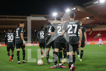 2023-02-23 - Exequiel Palacios of Bayer 04 Leverkusen celebrating after a goal during the Uefa Europa League, football match between As Monaco and Bayer 04 Leverkusen,on 23 February 2023 at State Luis II in Monaco, Photo Ndrerim Kaceli - AS MONACO VS BAYER LEVERKUSEN - UEFA EUROPA LEAGUE - SOCCER