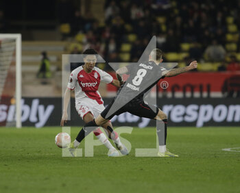 2023-02-23 - Eden Drop of As Moncao and Robert Andrich of Bayer 04 Leverkusen during the Uefa Europa League, football match between As Monaco and Bayer 04 Leverkusen,on 23 February 2023 at State Luis II in Monaco, Photo Ndrerim Kaceli - AS MONACO VS BAYER LEVERKUSEN - UEFA EUROPA LEAGUE - SOCCER