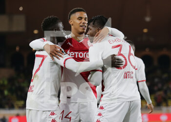 2023-02-23 - Breel Embolo of As Monaco celebrating after scoring a goal  during the Uefa Europa League, football match between As Monaco and Bayer 04 Leverkusen,on 23 February 2023 at State Luis II in Monaco, Photo Ndrerim Kaceli - AS MONACO VS BAYER LEVERKUSEN - UEFA EUROPA LEAGUE - SOCCER