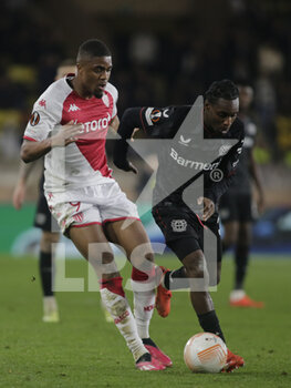 2023-02-23 - Myron Boadu of As Monaco and Jeremie Frimpong of Bayer 04 Leverkusen during the Uefa Europa League, football match between As Monaco and Bayer 04 Leverkusen,on 23 February 2023 at State Luis II in Monaco, Photo Ndrerim Kaceli - AS MONACO VS BAYER LEVERKUSEN - UEFA EUROPA LEAGUE - SOCCER