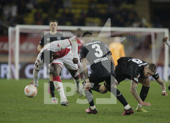 2023-02-23 - Breel Embolo of As Monaco and Piero Hincapié of Bayer 04 Leverkusen during the Uefa Europa League, football match between As Monaco and Bayer 04 Leverkusen,on 23 February 2023 at State Luis II in Monaco, Photo Ndrerim Kaceli - AS MONACO VS BAYER LEVERKUSEN - UEFA EUROPA LEAGUE - SOCCER