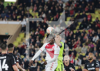 2023-02-23 - Breel Embolo of As Monaco and Lukas Hradecky of Bayer 04 Leverkusen during the Uefa Europa League, football match between As Monaco and Bayer 04 Leverkusen,on 23 February 2023 at State Luis II in Monaco, Photo Ndrerim Kaceli - AS MONACO VS BAYER LEVERKUSEN - UEFA EUROPA LEAGUE - SOCCER