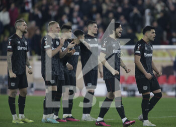 2023-02-23 - Sardar Azmoun of Bayer 04 Leverkusen and team mates during he penalty kick during the Uefa Europa League, football match between As Monaco and Bayer 04 Leverkusen,on 23 February 2023 at State Luis II in Monaco, Photo Ndrerim Kaceli - AS MONACO VS BAYER LEVERKUSEN - UEFA EUROPA LEAGUE - SOCCER