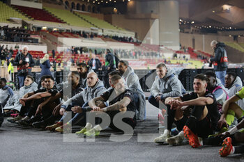 2023-02-23 - Bayer Leverkusen players listing to they fans during the Uefa Europa League, football match between As Monaco and Bayer 04 Leverkusen,on 23 February 2023 at State Luis II in Monaco, Photo Ndrerim Kaceli - AS MONACO VS BAYER LEVERKUSEN - UEFA EUROPA LEAGUE - SOCCER