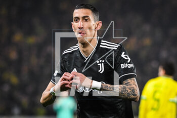 2023-02-23 - Angel DI MARIA of Juventus celebrates his goal during the UEFA Europa League, Play-off, 2nd leg football match between FC Nantes and Juventus FC on February 23, 2023 at La Beaujoire stadium in Nantes, France - FOOTBALL - EUROPA LEAGUE - NANTES V JUVENTUS - UEFA EUROPA LEAGUE - SOCCER