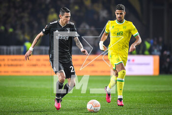 2023-02-23 - Angel DI MARIA of Juventus and Ludovic BLAS of Nantes during the UEFA Europa League, Play-off, 2nd leg football match between FC Nantes and Juventus FC on February 23, 2023 at La Beaujoire stadium in Nantes, France - FOOTBALL - EUROPA LEAGUE - NANTES V JUVENTUS - UEFA EUROPA LEAGUE - SOCCER