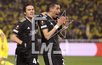 2023-02-23 - Angel Di Maria of Juventus celebrates his goal with Nicolo Fagioli (left) during the UEFA Europa League, Play-off, 2nd leg football match between FC Nantes and Juventus Turin on February 23, 2023 at La Beaujoire stadium in Nantes, France - FOOTBALL - EUROPA LEAGUE - NANTES V JUVENTUS - UEFA EUROPA LEAGUE - SOCCER