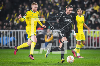 2023-02-23 - Florent MOLLET of Nantes and Adrien RABIOT of Juventus during the UEFA Europa League, Play-off, 2nd leg football match between FC Nantes and Juventus FC on February 23, 2023 at La Beaujoire stadium in Nantes, France - FOOTBALL - EUROPA LEAGUE - NANTES V JUVENTUS - UEFA EUROPA LEAGUE - SOCCER