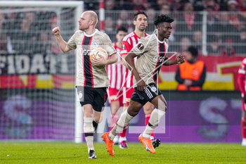 2023-02-23 - Davy Klaassen of Ajax, Mohammed Kudus of Ajax celebrate the goal during the UEFA Europa League, Play-off, 2nd leg football match between FC Union Berlin and Ajax on February 23, 2023 at Stadion An der alten Forsterei in Berlin, Germany - FOOTBALL - EUROPA LEAGUE - UNION BERLIN V AJAX - UEFA EUROPA LEAGUE - SOCCER