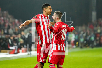 2023-02-23 - Danilho Doekhi of FC Union Berlin, Josip Juranovic of FC Union Berlin celebrate the third goal during the UEFA Europa League, Play-off, 2nd leg football match between FC Union Berlin and Ajax on February 23, 2023 at Stadion An der alten Forsterei in Berlin, Germany - FOOTBALL - EUROPA LEAGUE - UNION BERLIN V AJAX - UEFA EUROPA LEAGUE - SOCCER