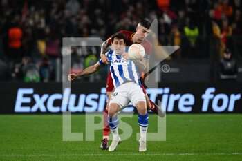 2023-03-09 - Mikel Oyarzabal (Real Sociedad) Gianluca Mancini (AS Roma)  during the UEFA Europa League 2022-2023 football match between AS Roma and Real Sociedad at the Olympic Stadium in Rome on March 09, 2022. - ROMA VS REAL SOCIEDAD - UEFA EUROPA LEAGUE - SOCCER