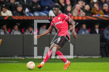 2023-03-09 - Odilon Kossounou of Bayer 04 Leverkusen during the UEFA Europa League, Round of 16, 1st leg football match between Bayer 04 Leverkusen and Ferencvaros TC on March 9, 2023 at the BayArena in Leverkusen, Germany - FOOTBALL - EUROPA LEAGUE - LEVERKUSEN V FERENCVAROS - UEFA EUROPA LEAGUE - SOCCER