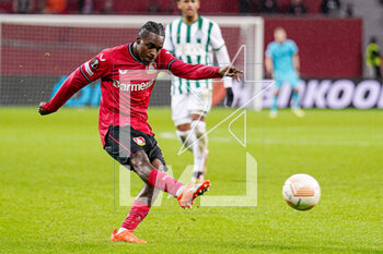 2023-03-09 - Jeremie Frimpong of Bayer 04 Leverkusen during the UEFA Europa League, Round of 16, 1st leg football match between Bayer 04 Leverkusen and Ferencvaros TC on March 9, 2023 at the BayArena in Leverkusen, Germany - FOOTBALL - EUROPA LEAGUE - LEVERKUSEN V FERENCVAROS - UEFA EUROPA LEAGUE - SOCCER