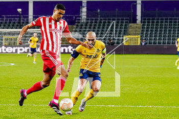 2023-03-16 - Danilho Doekhi of Union Berlin, Teddy Teuma of Royale Union Saint-Gilloise during the UEFA Europa League, Round of 16, 2nd leg football match between Royale Union Saint-Gilloise and FC Union Berlin on March 16, 2023 at the Anderlecht Stadium in Brussels, Belgium - FOOTBALL - EUROPA LEAGUE - UNION SAINT-GILLOISE V UNION BERLIN - UEFA EUROPA LEAGUE - SOCCER