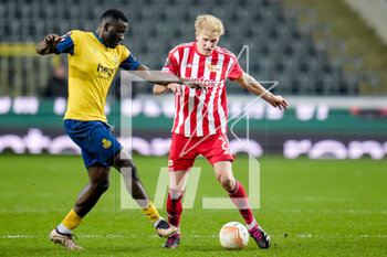 2023-03-16 - Victor Boniface of Royale Union Saint-Gilloise, Morten Thorsby of Union Berlin during the UEFA Europa League, Round of 16, 2nd leg football match between Royale Union Saint-Gilloise and FC Union Berlin on March 16, 2023 at the Anderlecht Stadium in Brussels, Belgium - FOOTBALL - EUROPA LEAGUE - UNION SAINT-GILLOISE V UNION BERLIN - UEFA EUROPA LEAGUE - SOCCER