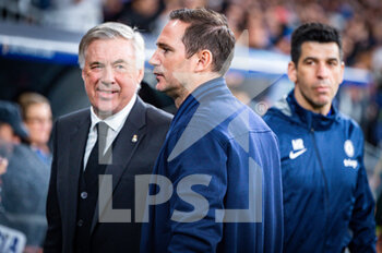 2023-04-12 - Carlo Ancelotti (Real Madrid) and Frank Lampard (Chelsea) during the football match between
Real Madrid and Chelsea valid for the first leg of the quarter final of the Uefa Champion’s League celebrated in Madrid, Spain at Bernabeu stadium on Tuesday 12 March 2023 - QUARTER FINALS - REAL MADRID FC VS CHELSEA FC - UEFA CHAMPIONS LEAGUE - SOCCER