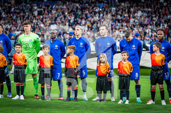 2023-04-12 - Kepa Arrizabalaga (Chelsea), N'Golo Kanté (Chelsea), Enzo Fernández (Chelsea), Ben Chilwell (Chelsea), Mateo Kovacic (Chelsea), Raheem Sterling (Chelsea) during the football match between
Real Madrid and Chelsea valid for the first leg of the quarter final of the Uefa Champion’s League celebrated in Madrid, Spain at Bernabeu stadium on Tuesday 12 March 2023 - QUARTER FINALS - REAL MADRID FC VS CHELSEA FC - UEFA CHAMPIONS LEAGUE - SOCCER