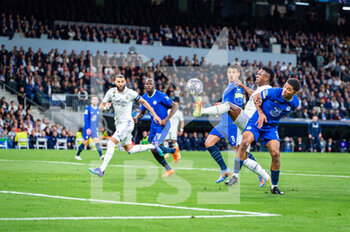 2023-04-12 - Vinícius Júnior (Real Madrid), Wesley Fofana (Chelsea) and Karim Benzema (Real Madrid) in action during the football match between
Real Madrid and Chelsea valid for the first leg of the quarter final of the Uefa Champion’s League celebrated in Madrid, Spain at Bernabeu stadium on Tuesday 12 March 2023 - QUARTER FINALS - REAL MADRID FC VS CHELSEA FC - UEFA CHAMPIONS LEAGUE - SOCCER