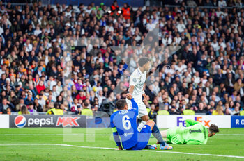 2023-04-12 - Rodrygo (Real Madrid) and Thiago Silva (Chelsea) during the football match between
Real Madrid and Chelsea valid for the first leg of the quarter final of the Uefa Champion’s League celebrated in Madrid, Spain at Bernabeu stadium on Tuesday 12 March 2023 - QUARTER FINALS - REAL MADRID FC VS CHELSEA FC - UEFA CHAMPIONS LEAGUE - SOCCER